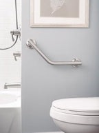 Moen Brushed Nickel Bathroom Safety 16-Inch Stainless Steel Angled Shower Grab Bar for Handicapped or Elderly, RA8716D1GBN