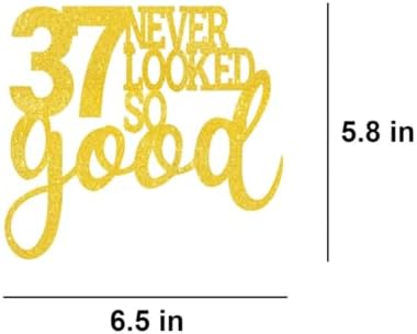 37 Never Looked So Good Cake Toppers Gold Glitter, Happy 37th Birthday Cake Decorations Cheers to 37 Years Party Decor, Thirty-seven Year Old Theme Birthday Anniversary Party Supplies