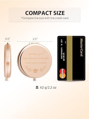 Gifts for Niece, Personalized Compact Mirror, Unique Small Christmas Stocking Stuffers Gift for Her (Rose Gold)