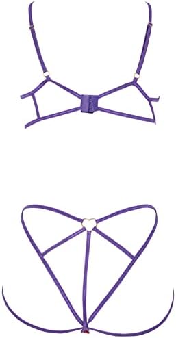 womens Two Piece Lingerie Set, Purple/Red, Small-Medium US