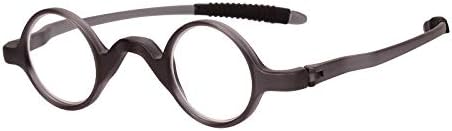 Agstum TR90 Small round eyeglasses retro Reading Glasses Readers 32-30-135 (Grey, +2.00)
