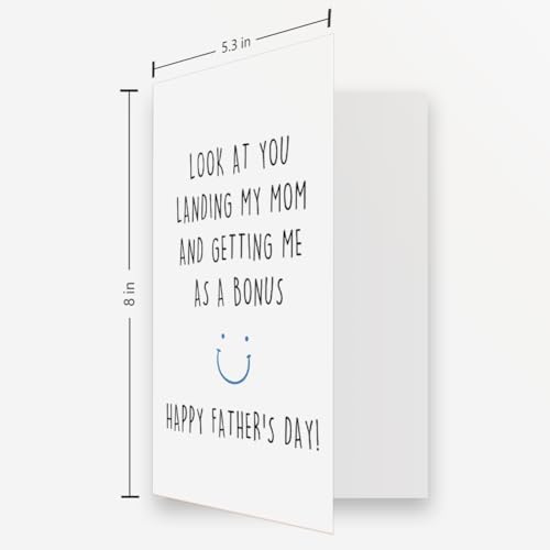 OJsensai Funny Stepdad Fathers Day Card from Step Son Daughter, Gifts for Bonus Dad, Happy Fathers Day for Step Dad