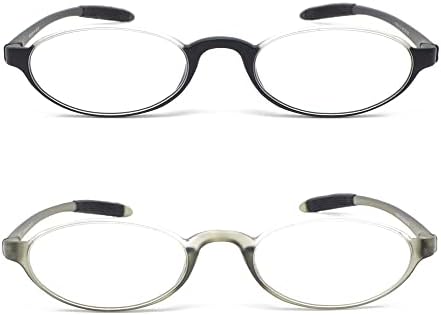 Flexible Reading Glasses Lightweight Slim Stylish Reader,Half Moon Round Frame Stylish Magnification for Men and Women