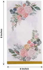 Efavormart 20 Pack White Pink Peony Flowers Print Paper Dinner Napkins with Gold Edge, Soft 2-Ply Highly Absorbent Disposable Party Napkins