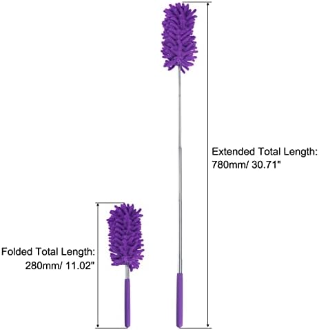 MECCANIXITY Microfiber Duster for Cleaning, 11 to 31 Inch Washable Extendable Brush for Window, Furniture, Ceiling Fan, Purple