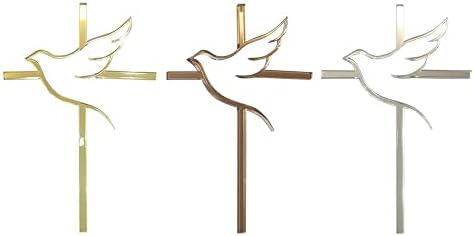 10pcs of Acrylic Religious Cake Topper - Dove and Cross,Holy Spirit Topper, Confirmation Topper (Rose Gold Mirror)