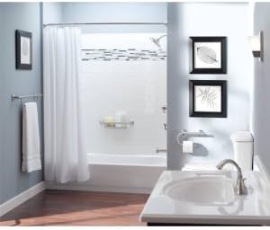 Moen Chrome Bathroom Safety 16-Inch Screw-in Curved Shower Grab Bar with Built-in Shelf for Storage, LR2356DCH