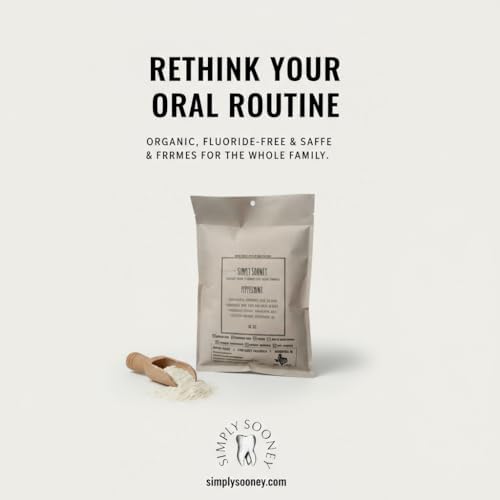 Simply Sooney Remineralizing Organic Vegan Fluoride Free Tooth Powder Peppermint Formula I Stronger Teeth I Fresh Breath I with Xylitol (1.52 Ounce (Pack of 1))