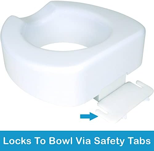 Carex Toilet Seat Riser with Quick-Lock, Raised Plastic Toilet Seat Adds 4” of Height - Fits Most Standard Round & Elongated Toilets, 300 Pound Weight Capacity, Slip-Resistant