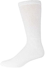 6 Pairs of Cotton Diabetic Non-Binding Neuropathy Crew Socks (White, Fits Mens shoe size 9-12/Womens shoe size 10-13)