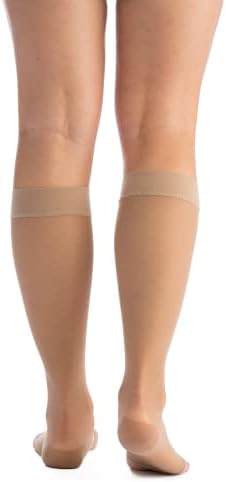 EvoNation Women’s Sheer 20-30 mmHg Compression Stockings – Knee High Open Toe Support for Swelling, Varicose Veins, DVT, Flight Travel, Circulation and Pain Relief – Sheer, Firm Fit – Made in USA
