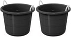 2-Pack Flexible 17-Gallon Plastic Storage Tub with Rope Handles, Multi-Purpose Utility Bucket, Black