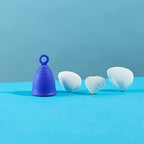 Peachlife Silicone Ring Menstrual Cup with Loop Pull Stem Handle - Reusable for 10 Years - Medium Size, Extra Firm Peachcup