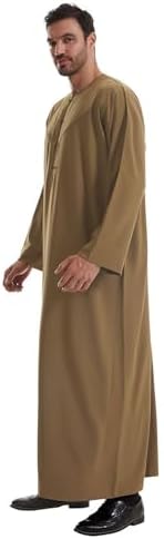 Men's Muslim Clothes Durable Kaftan Robe Dubai Long Gown Ethnic Clothes,1pc Soft Robe