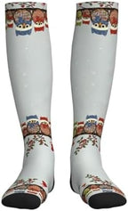 Cute Christmas Owls On Branch Compression Socks For Woman & Man 20-30mmhg Knee High Calves For Flying Running Nurses
