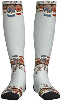 Cute Christmas Owls On Branch Compression Socks For Woman & Man 20-30mmhg Knee High Calves For Flying Running Nurses