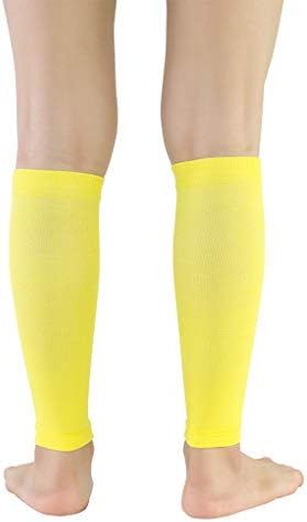 1 Pair Sports Calf Support Calf Compression Sleeves for Men & Women Yellow Size M