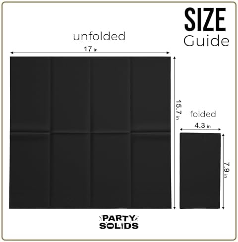 Party Solids Black Dinner Napkins Disposable 8" x 4" Folded - 40 Pcs 2 Ply Black Napkins Disposable Paper Guest Towels for Bathrooms, Dinners, Everyday Parties & Party Supplies