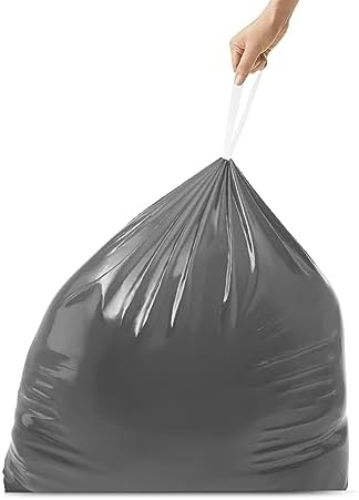 simplehuman Code Q 40 Count, Genuine Odorsorb Custom Fit Liners, Drawstring Odor Absorbing Trash Bags in Dispenser Packs, 50-65 Liter / 13-17 Gallon