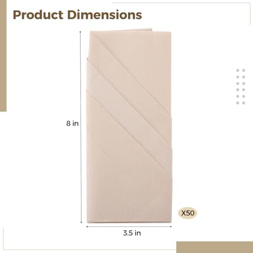 50 PCS Napkin with Built-in Flatware Pocket, Prefolded Dinner Paper Napkin, Airlaid Disposable Napkin for Silverware, Folded Cutlery Napkins for Wedding Party, Banquet, Holiday