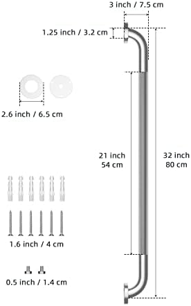 32 Inch Anti Slip Shower Grab Bar, Munzong Stainless Steel Bathroom Grab Bar, Satin Brushed Nickel Knurled Bathroom Balance Bar,Safety Hand Rail Support Handicap Elderly Senior Assist Bath Handle
