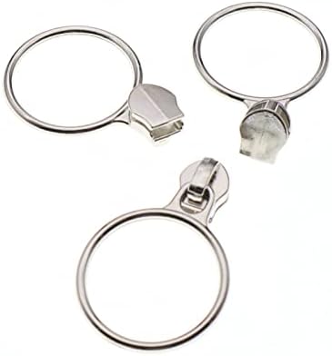 Leekayer 30PCS #5 Silver Chrome Ring Pulls for Nylon Coil Zippers Metal Zipper Sliders for Jacket Luggage Purses Bags Bulk(Silver Chrome) Metal Slider for Zipper