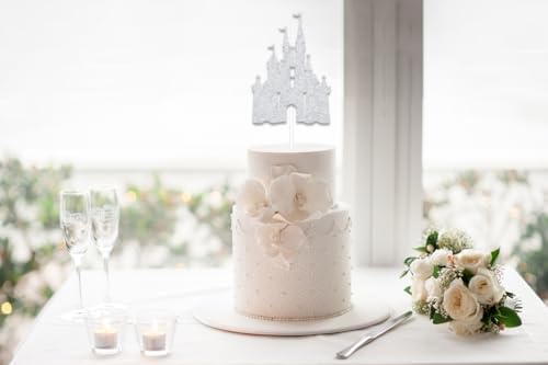 Castle Cake Topper - Princess Birthday Party Decorations - Princess Party Decorations Silver