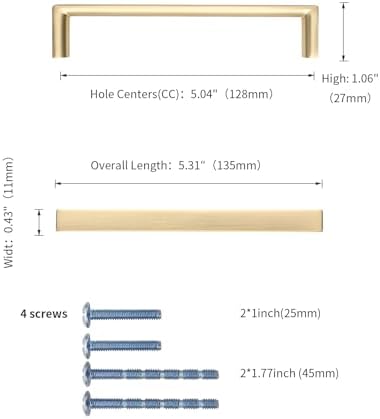 10 Pack 5 Inch(128mm) Kitchen Cabinet Handles Brushed Gold Cabinet Pulls Kitchen Cabinet Hardware Drawer Pulls for Dresser Cupboard Wardrobe