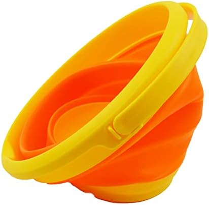 SAMMART 5.5L (1.4 Gallon) Collapsible Plastic Bucket - Foldable Round Tub - Portable Fishing Water Pail - Space Saving Outdoor Waterpot (Yellow/Carrot)