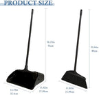 Broom and Dustpan Set with Long Handle and Wheels, Upright Standing Heavy Duty Large Dust Pan and Broom Combo for Indoor Outdoor, Kitchen, Garage, Restaurant Cleaning – Black