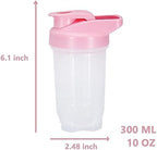 Shaker Bottle Protein Shakes Cup and 10-Ounce/300ML Shaker Bottle with Whisk Balls, Protein Shakers Bottles Set,Non-BPA plastic(White+Pink(2PCS))