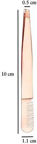2 Pieces Multifunctional Eyebrow Tweezers with Eyebrow Comb False Eyelashes Applicator Tool Makeup Grooming Tool for Eyebrows or Facial Hair(Rose Gold)
