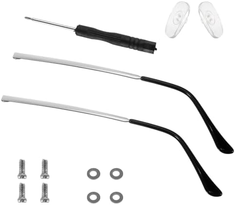 1 Pair Glasses Repair Kit with Screws Arm Replacement Sunglass Parts Arms Screw Glass Screwdriver Eyeglass Legs Temples(Silver)