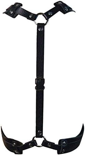 Men's Punk Faux Leather Body Chest Harness Belt with Metal O-rings Adjustable Buckle Straps Clubwear Costume