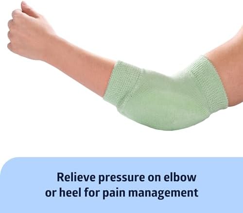 Medline Knit Heel and Elbow Protection, For Pressure and Friction Sores, Lightweight Knit Elastic, Medical Foot Care Heel Protector, Elbow Pad, Machine Washable, Green, One Pair, One Size Fits Most
