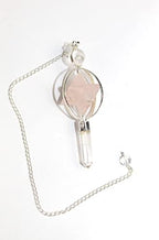 Jet Rose Quartz Spinning Merkaba Pendulum Crystal Point Meditation Healing Love Spiritual Cleansing Aura Balancing 2.5 inch