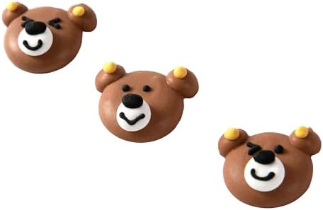 O'Creme Brown Bear Royal Icing Sugar Topper - for Cake Decorating - Decorations for Cakes, Cupcake Toppers - Birthday, Wedding, Valentines, Baby Shower - Pack of 12
