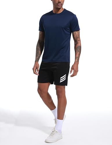 OYGSieg 5 Pack Workout Shirts for Men Short Sleeve Athletic Active Tops Quick Dry Crew Neck T Shirt for Running