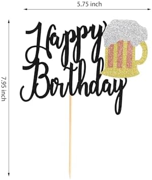 1Pc Beer Mug Happy Birthday Cake Topper Cheers Beers Cake Decoration for Celebrating Glorymoment Beer Theme Birthday Theme Party Supplies