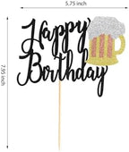 1Pc Beer Mug Happy Birthday Cake Topper Cheers Beers Cake Decoration for Celebrating Glorymoment Beer Theme Birthday Theme Party Supplies