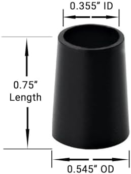 Hireko 3/4-Inch Tall Black .355" Taper Tip Iron Ferrules (Dozen)