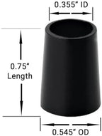 Hireko 3/4-Inch Tall Black .355" Taper Tip Iron Ferrules (Dozen)