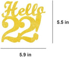 Hello 22 Cake Toppers Gold Glitter, Happy 22nd Birthday Cake Decorations Cheers to 22 Years Party Decor, Twenty-two Year Old Theme Birthday Anniversary Party Supplies