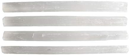 4 Pack Large Selenite Crystal Sticks - 10-12" Inch Selenite Wand - Charging Plate, Cleansing, Protection, Chakra Balancing, Healing Natural Stone, Positive Energy, Large Raw Rough Wand