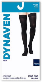 Sigvaris Men’s DYNAVEN Closed Toe Thigh-Highs w/Grip-Top 30-40mmHg - Medium Long - Black