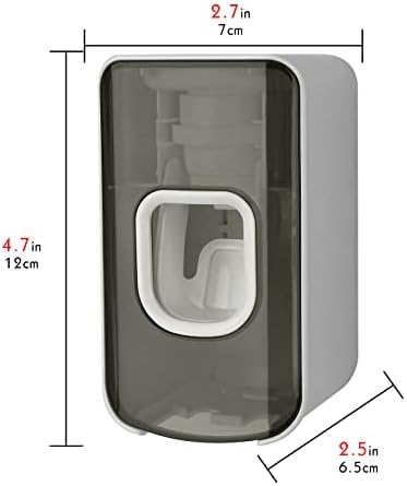 2 Slot Toothbrush Holder and Toothpaste Dispenser Wall Mounted, Automatic Toothpaste Squeezer, 2 in 1 Tooth Brush Toothpaste Organizer for Shower (Grey)