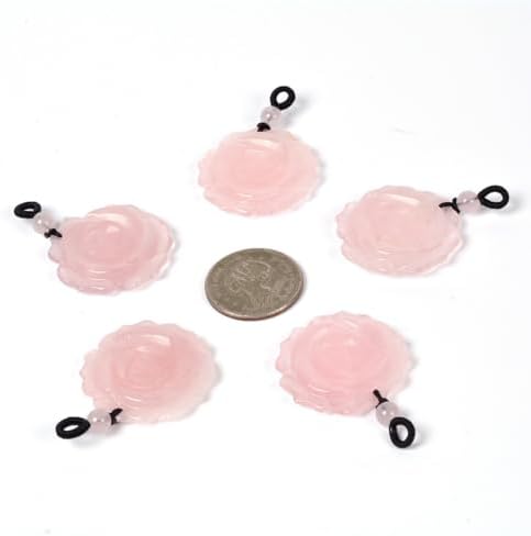 Justinstones Natural Gemstone Carved Rose Flower 35mm Pendant Necklace Crystal Healing Reiki Chakra Jewelry Necklace 22 inch