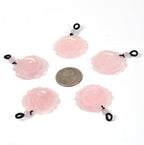 Justinstones Natural Gemstone Carved Rose Flower 35mm Pendant Necklace Crystal Healing Reiki Chakra Jewelry Necklace 22 inch