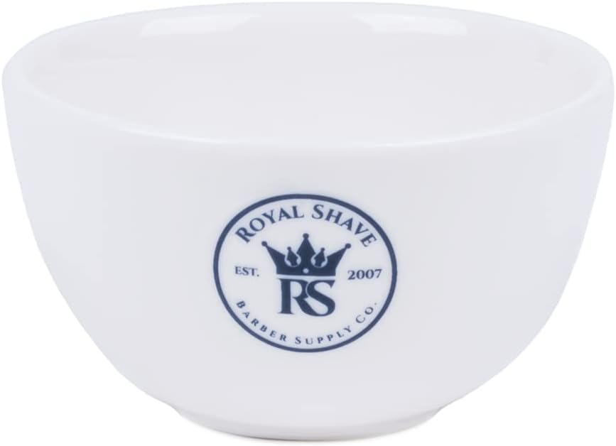 ROYAL SHAVE Ceramic Textured Shaving Bowl – Shave Soap & Shaving Cream Dish, Textured for Rich Lather (White)