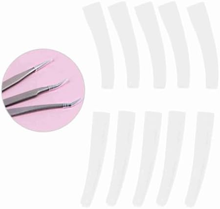 10Pcs Grafting Eyelashes Tips Covers, Non Slip Elbow Tweezers Protective Cover, Soft Silicone Tweezer Point Protectors Cap for Beauty Salon, Makeup College, Transparent
